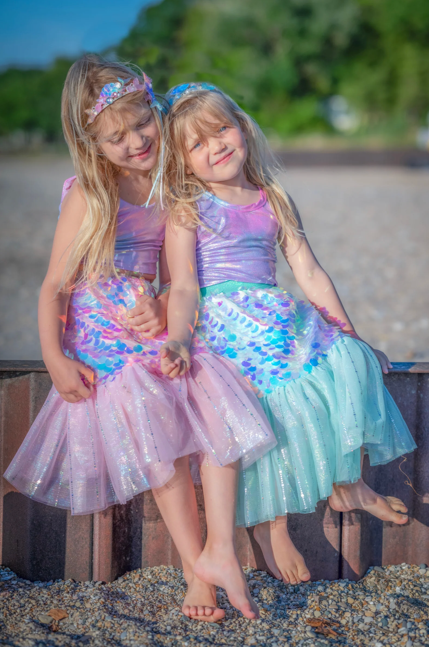 Bling Bling Mermaid Skirt & Hairclip Set Pink, Size 4-6