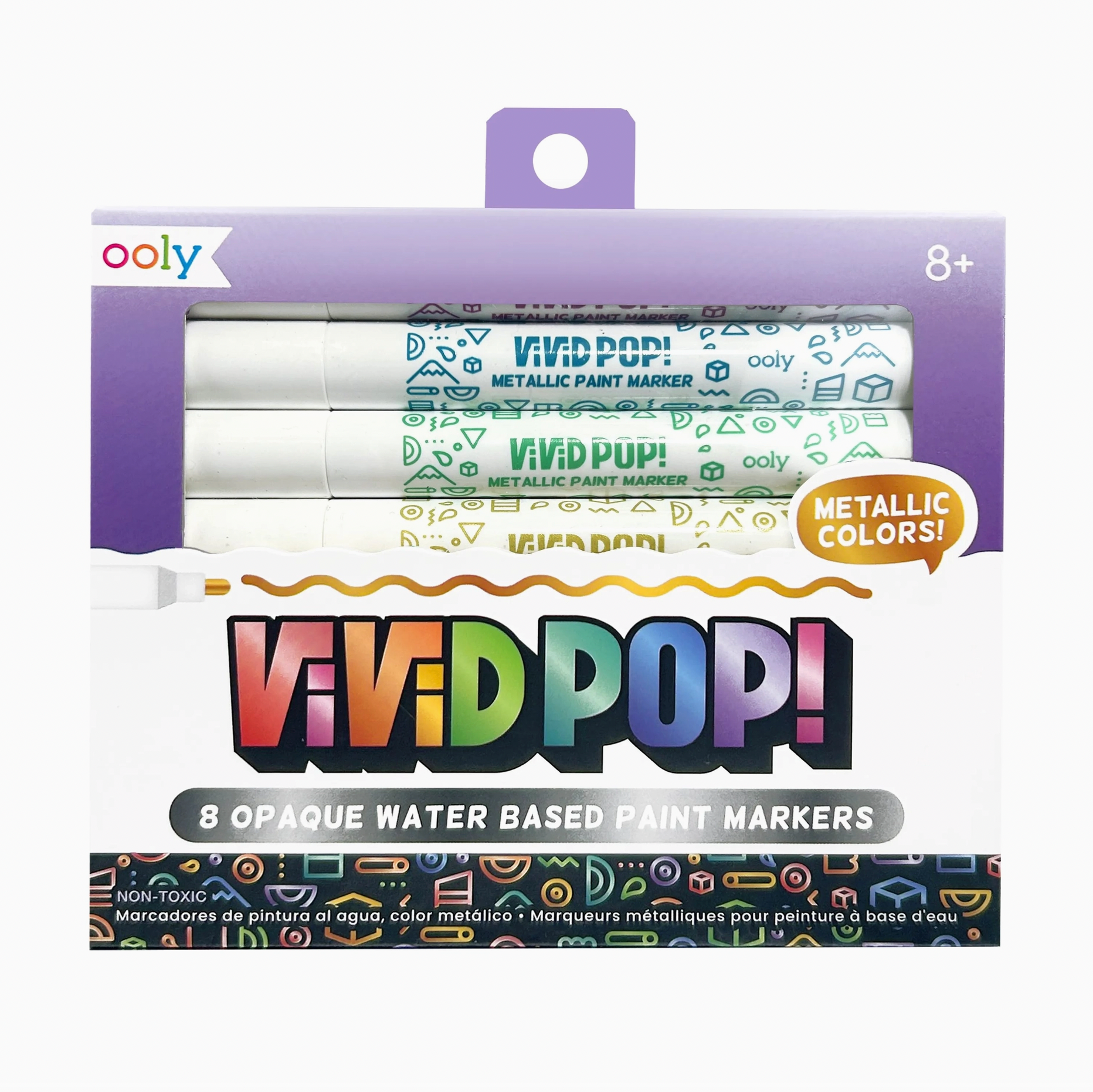 Vivid Pop! Water-Based Paint Markers: Metallic (Set of 8)