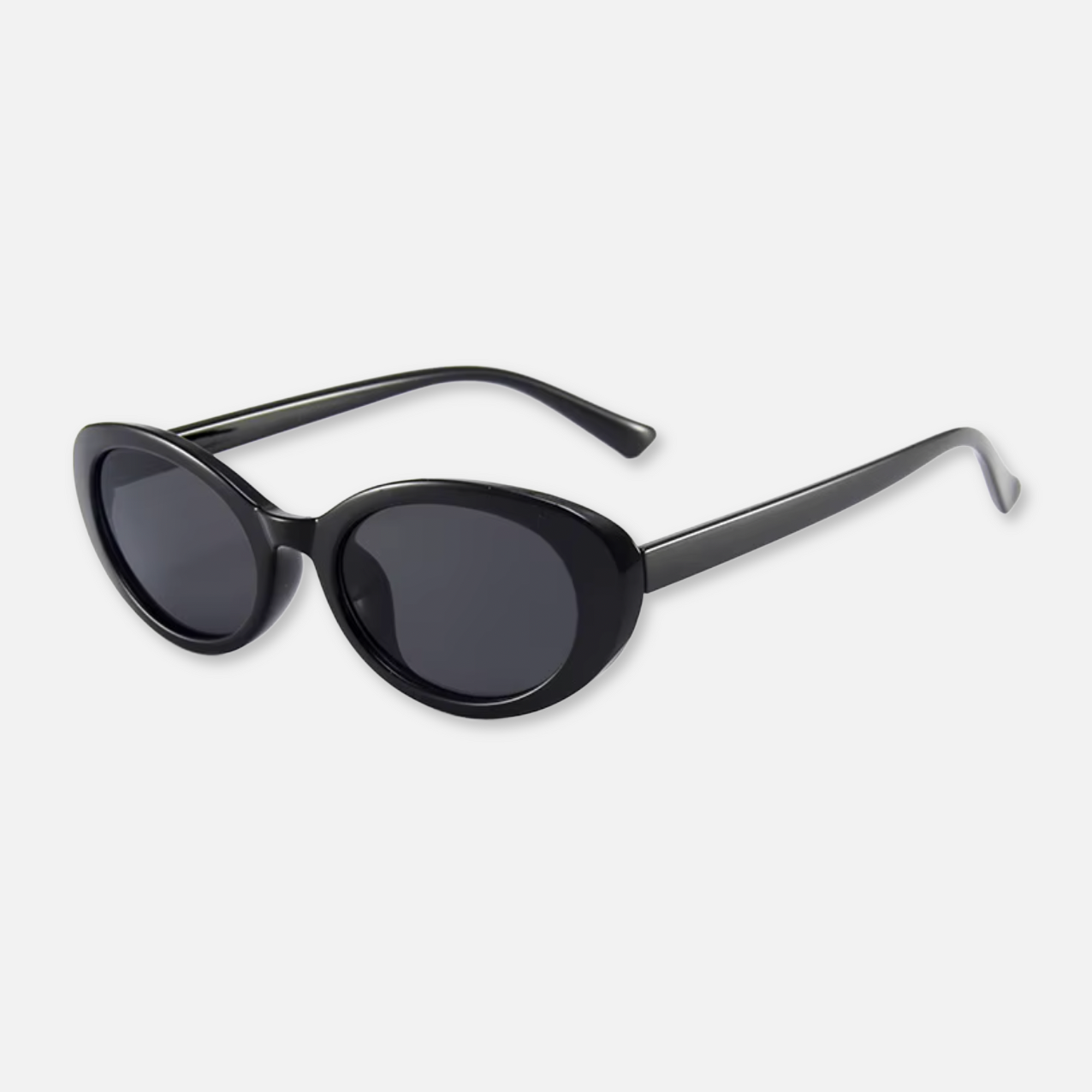 Vintage Style Oval Round Sunglasses - Black Grey