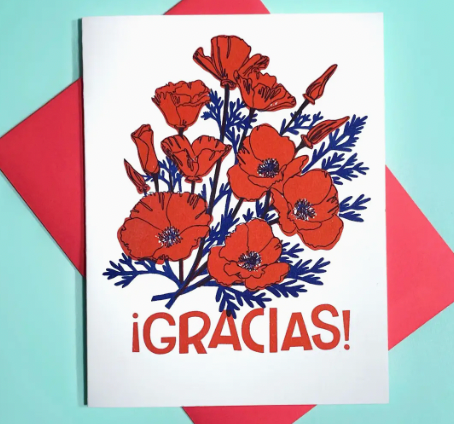 Gracias Poppies Card - Stay Forever