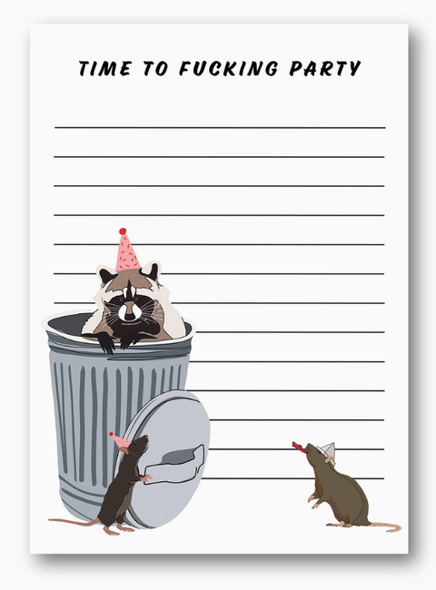 It's Time To Fucking Party Raccoon Notepad
