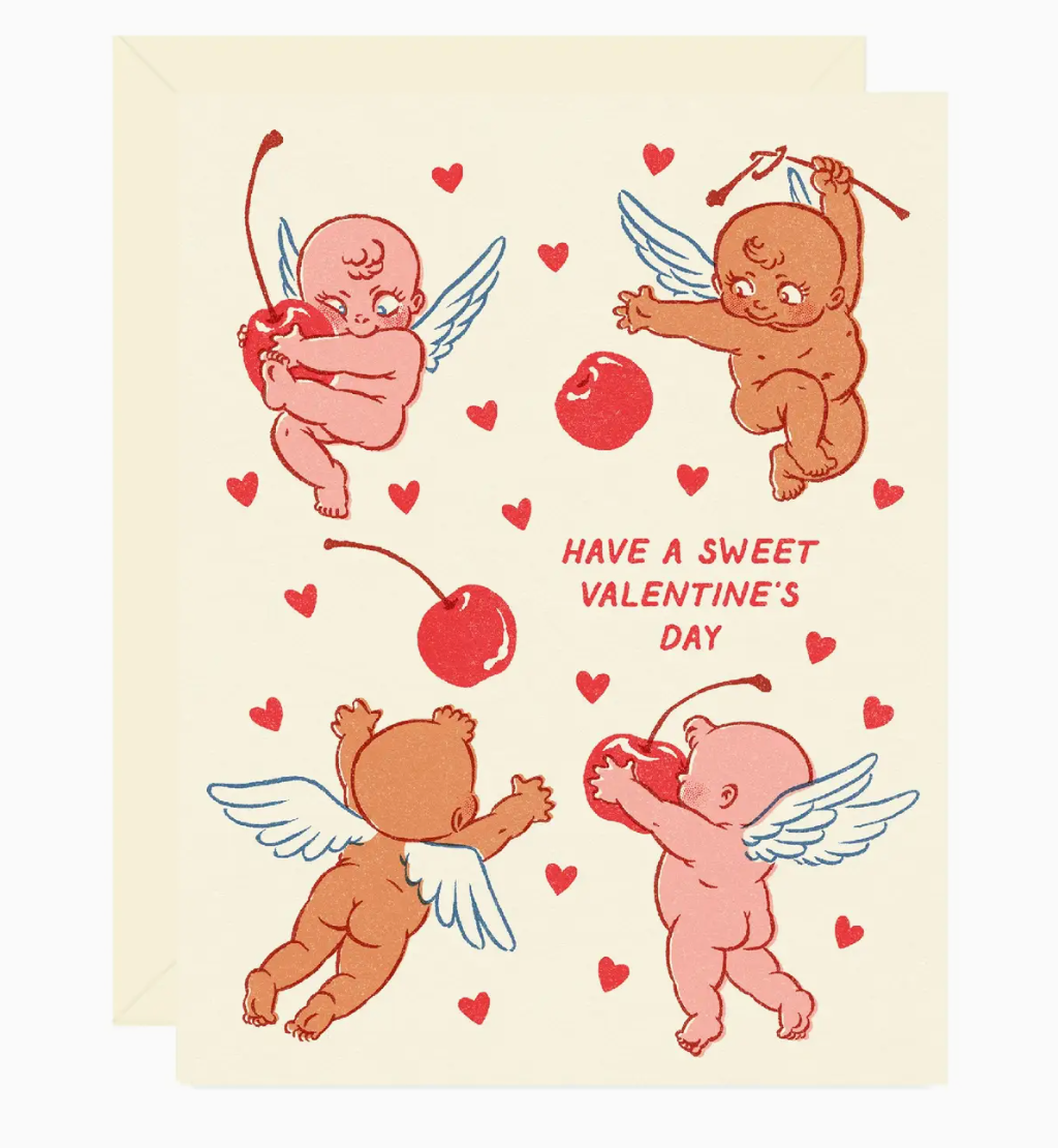 Sweet Valentine Cherubs Greeting Card