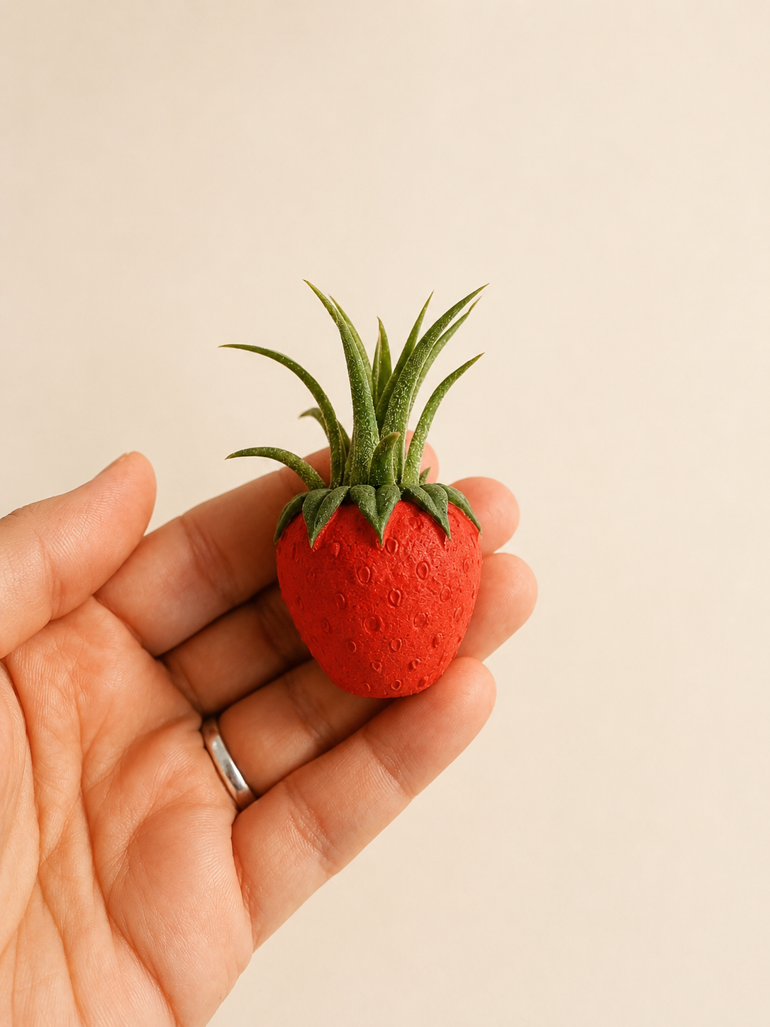 Red Strawberry Patch Mini Planter and Air Plant