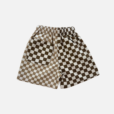 Two Tone Checkerboard Shorts Sand