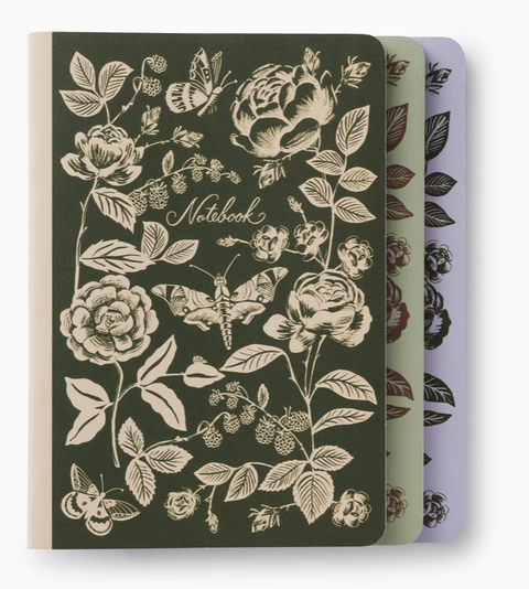 Assorted Set of 3 English Rose Notebooks
