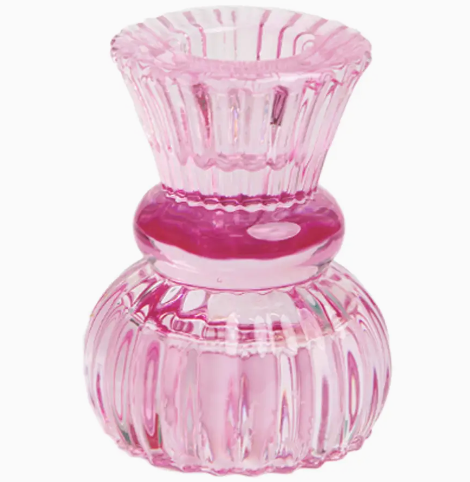 Small Pink Glass Candle Holder