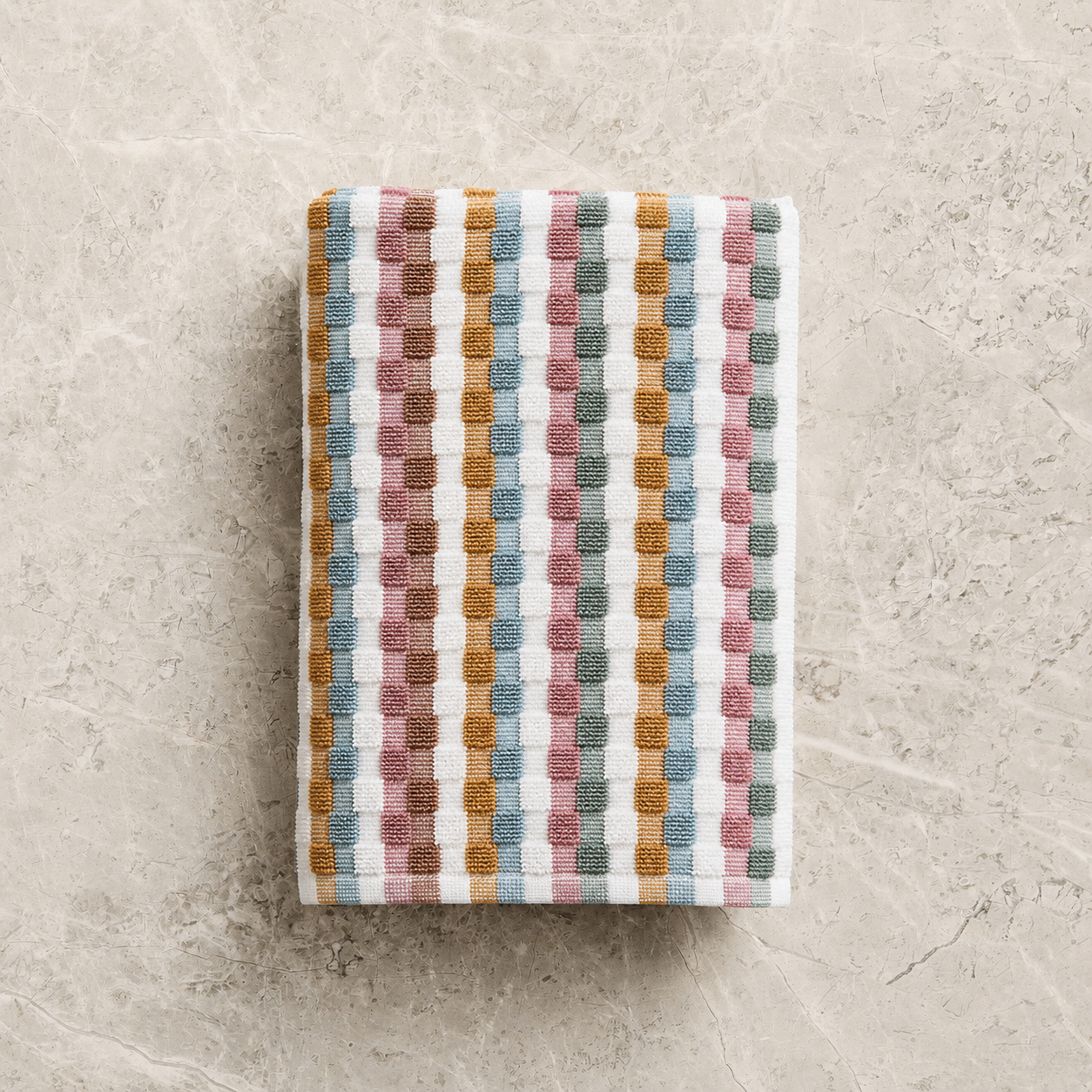 Woven Cotton Terry Hand Towel w Geometric Pattern