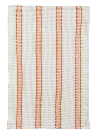Cotton Tea Towel Set of 2 - Waffle Natural Grid