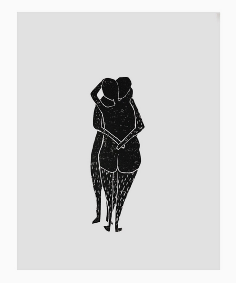Hug Hand-Inked & Pressed Lino Art Print