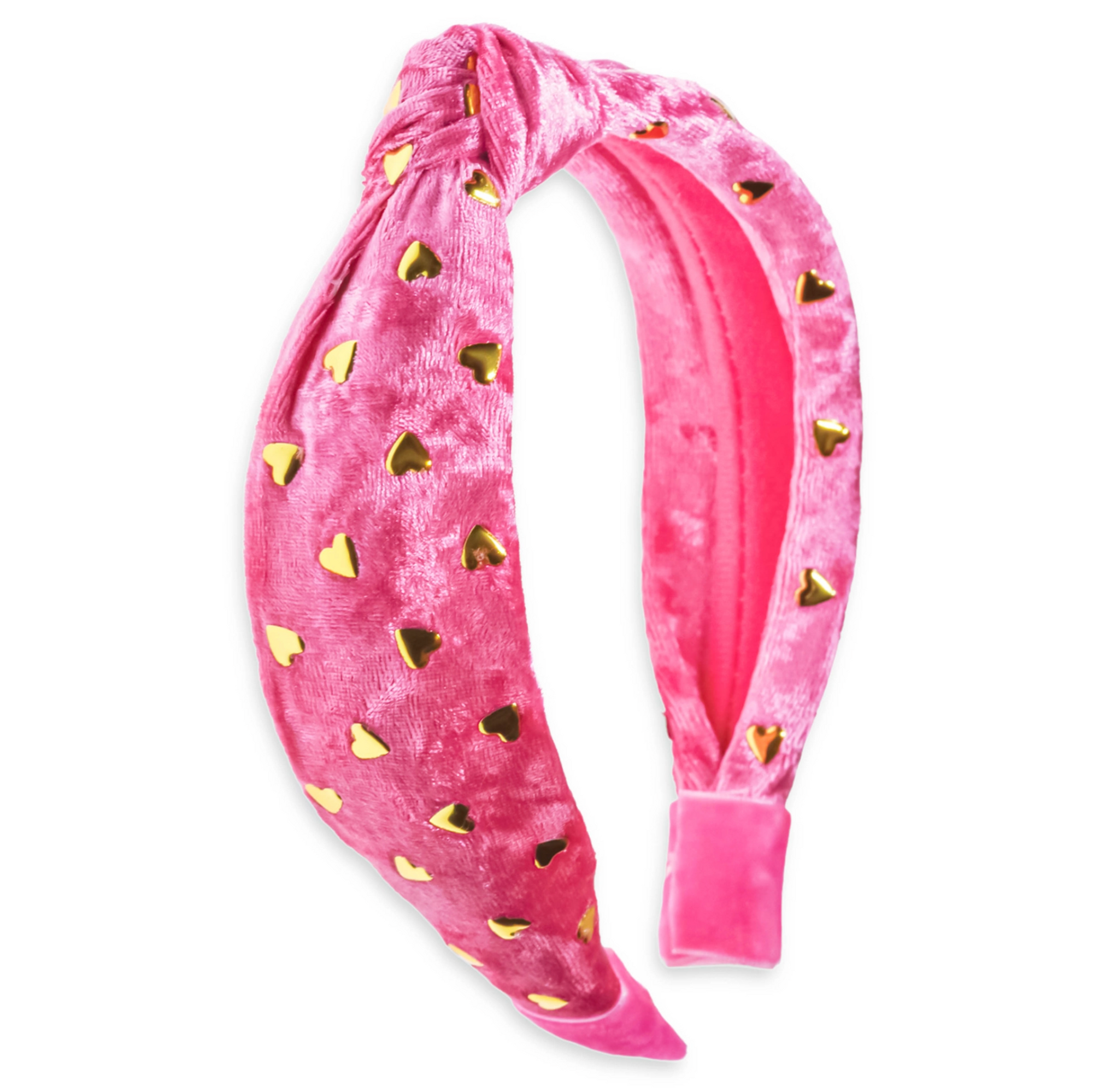 Gold Heart Velvet Knot Headband