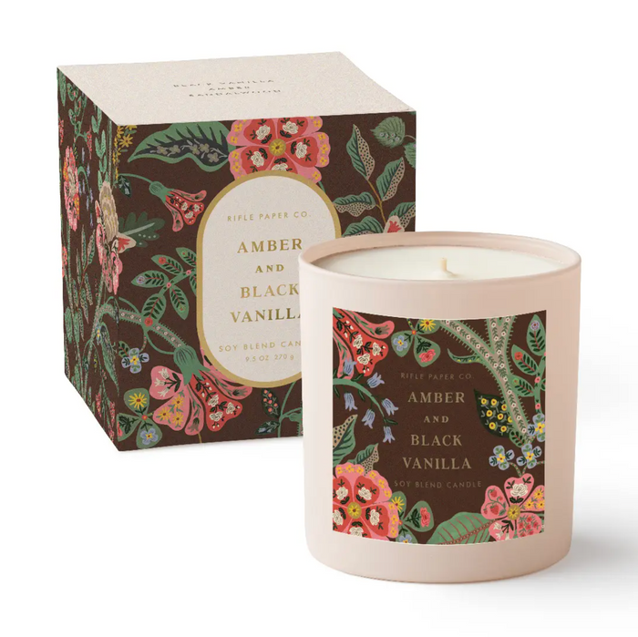 Gracie Amber and Black Vanilla 9 oz Glass Candle - Stay Forever