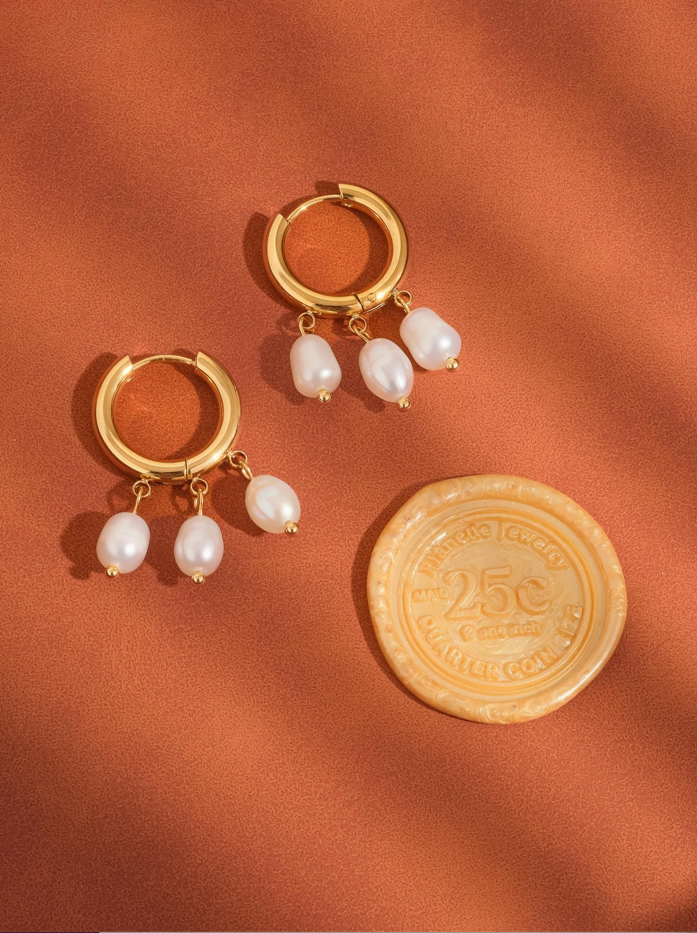 Séjour 18K Gold Non-Tarnish Petite Pearl Dangle Earring Yellow Gold