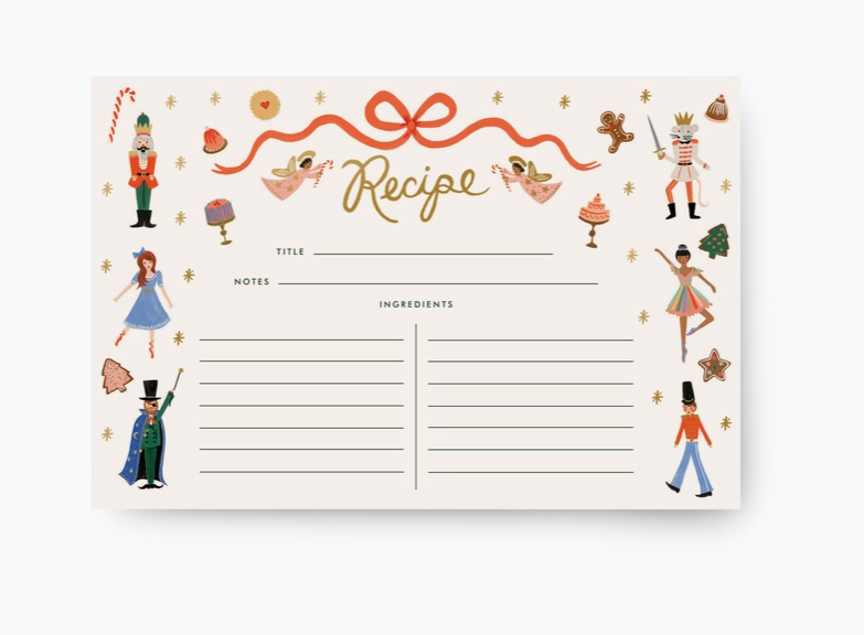 Pack of 12 Nutcracker Recipe Cards