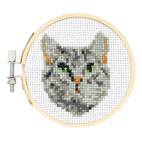 Tabby Cat Mini Cross Stitch Embroidery Kit