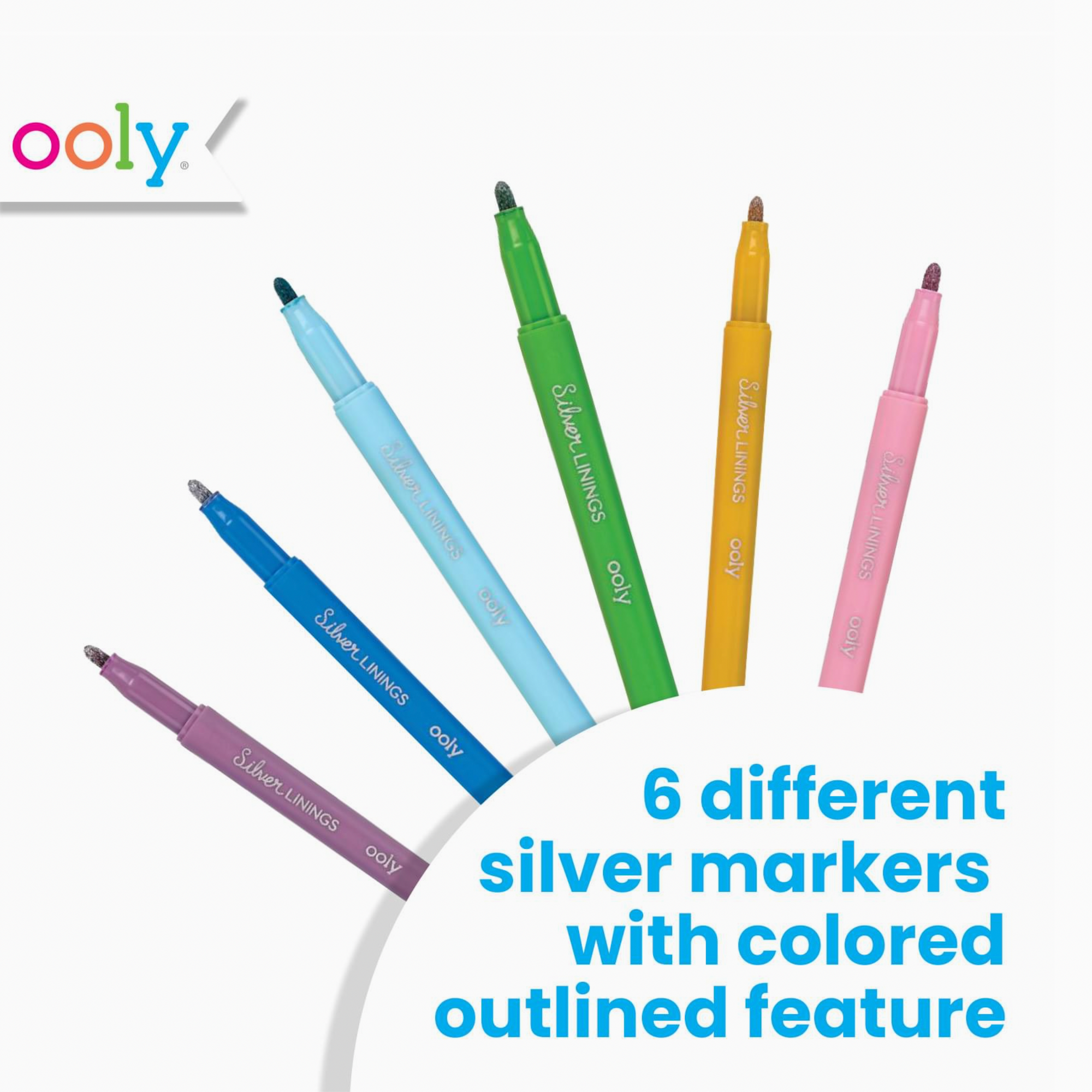 Silver Linings Outline Markers - Set of 6