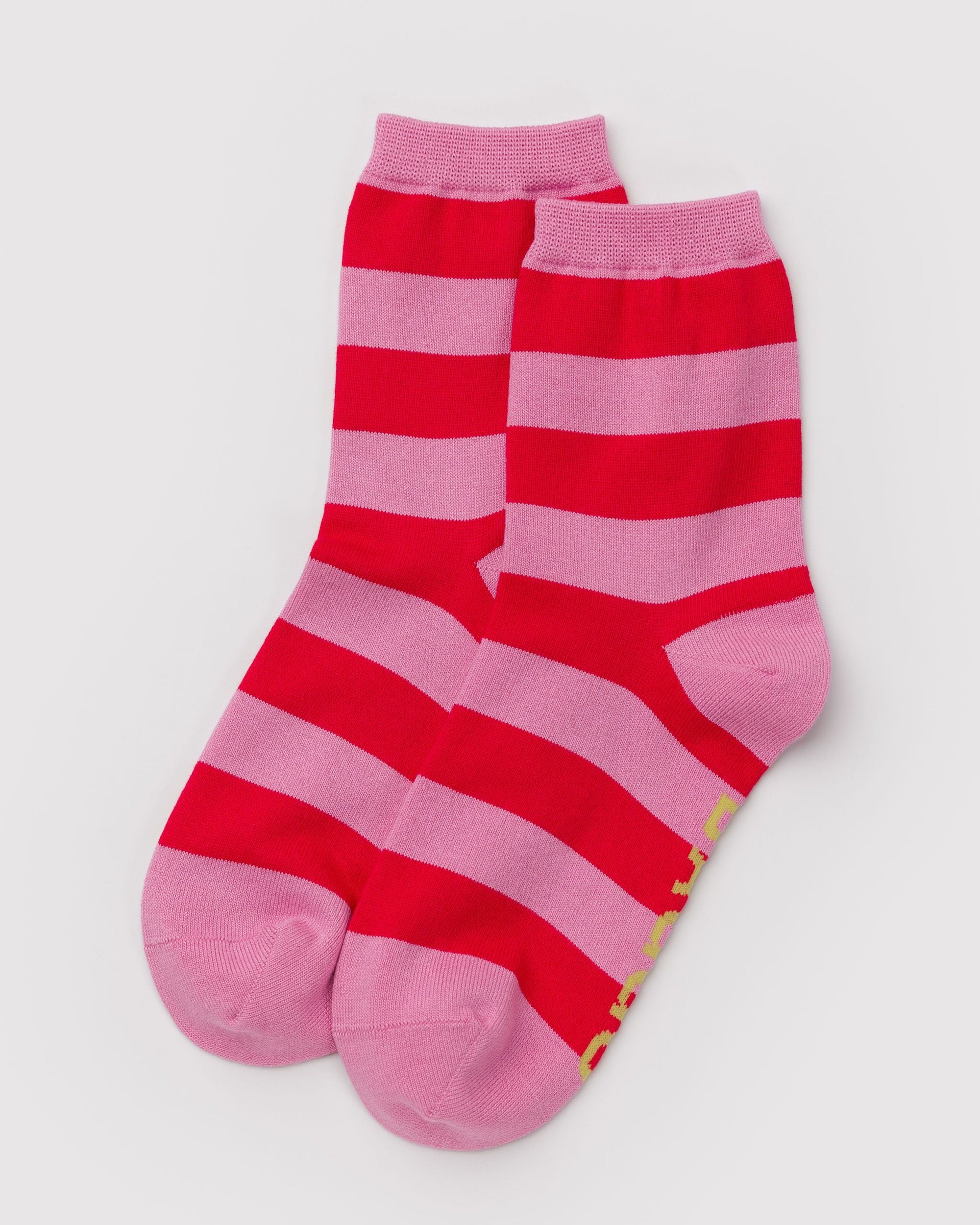 Baggu Crew Sock - Pink Stripe - Stay Forever