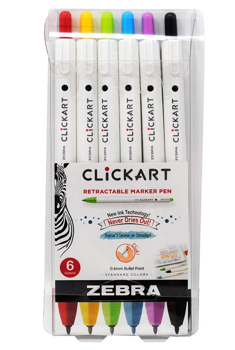 Zebra ClickArt Marker Set - Standard Assorted 6pk