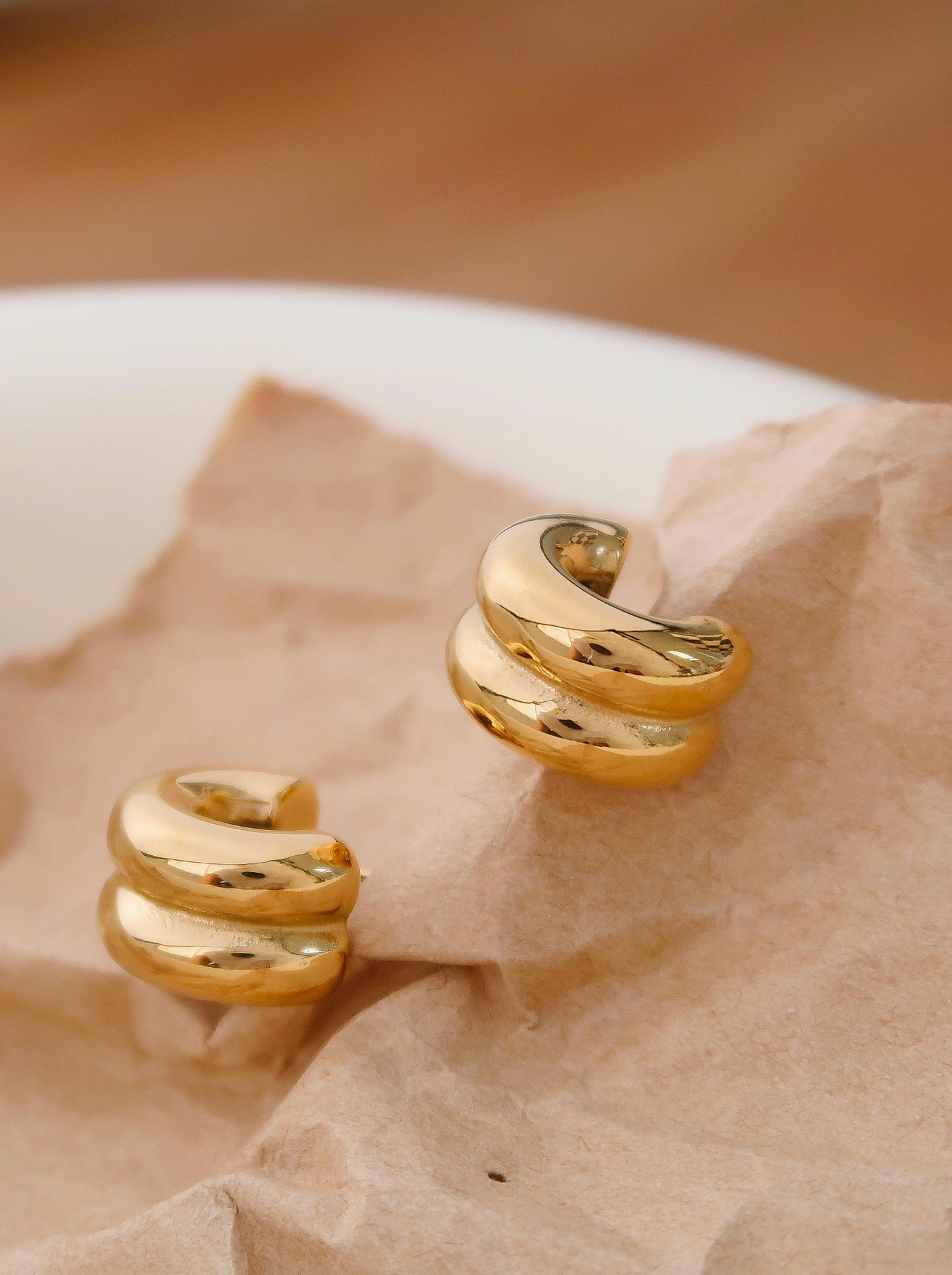 Emma Non-Tarnish Double C-Hoop Earring Yellow Gold