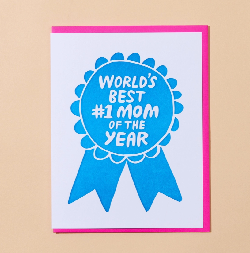 Mom Ribbon Thank You Letterpress Greeting Card - Mother's Day