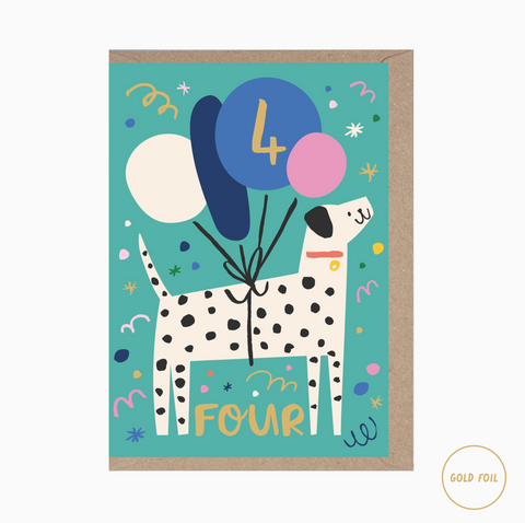4 Year Old Dalmatian Birthday Card