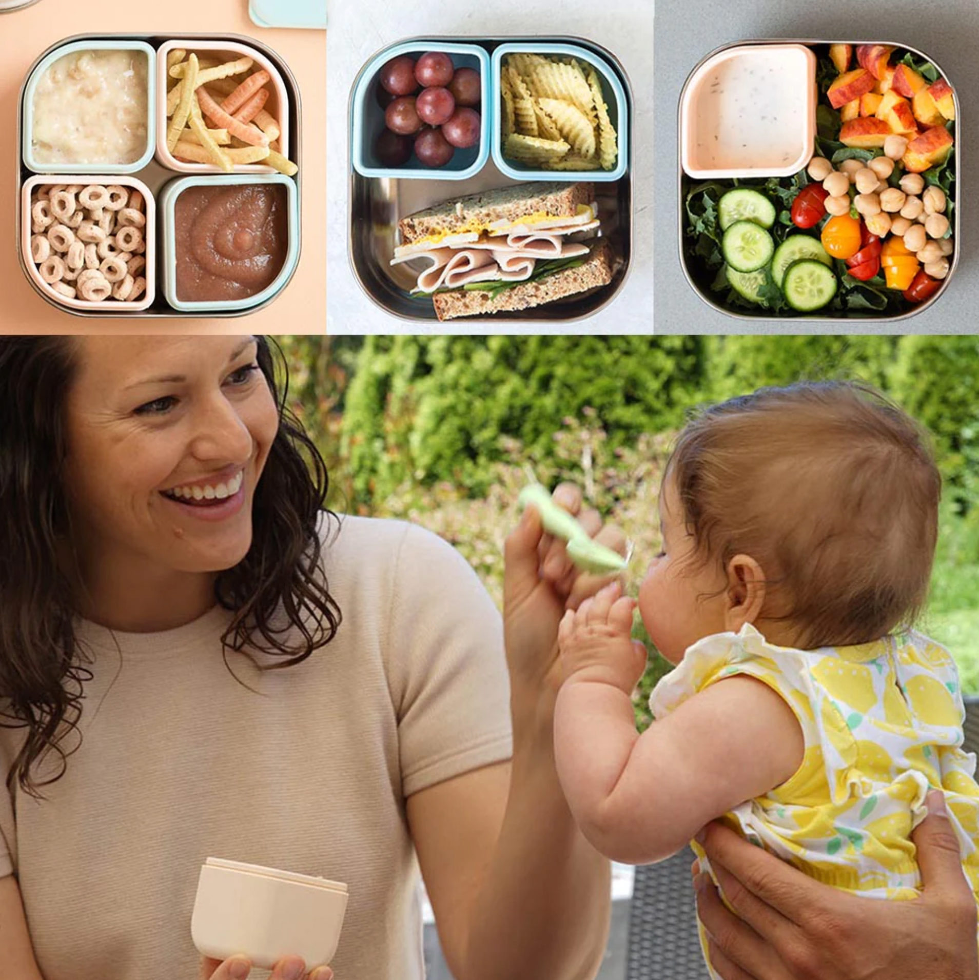 GrowBento: All Ages Bento Box - Cotton Candy + Dove Grey