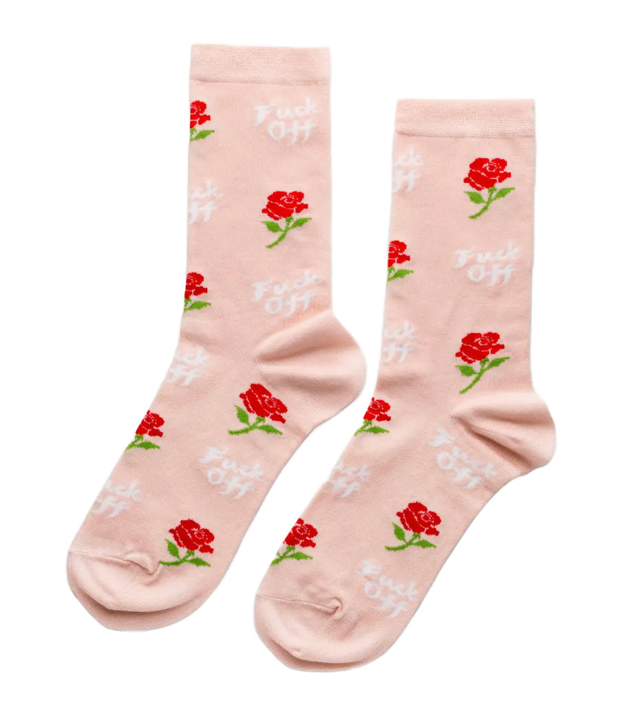 Fuck Off Rose Crew Flower Socks