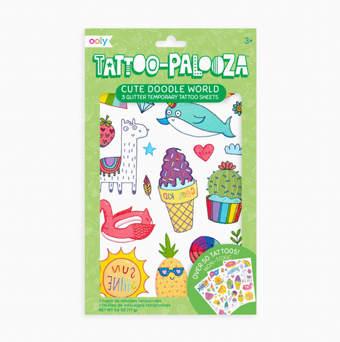 Tattoo Palooza Temporary Tattoo: Cute Doodle World