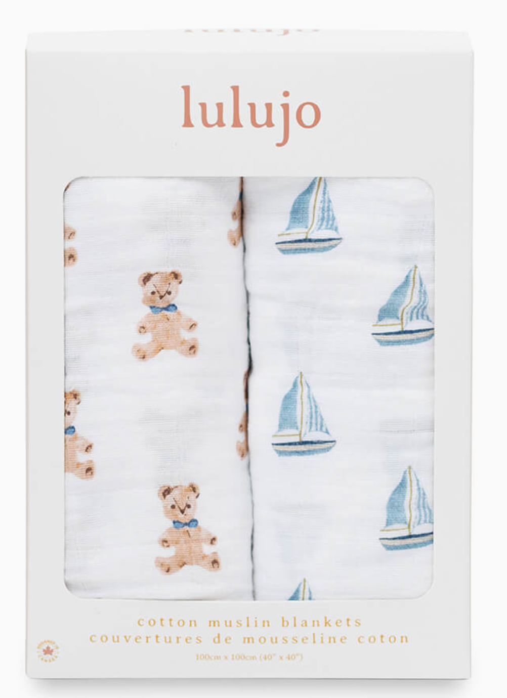 2-pack Cotton Swaddles - Vintage Bears & Sailboats