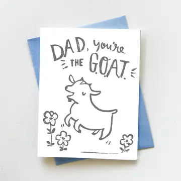 Goat Dad Block Printed Father's Day Card