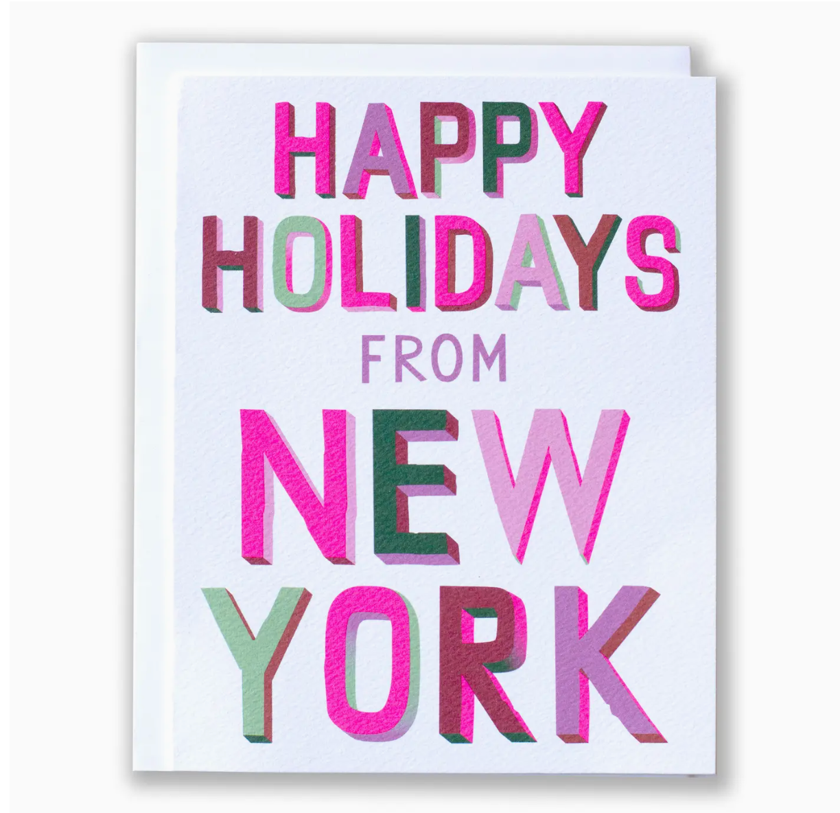 Happy Holidays from New York Note Card in Bright Neons