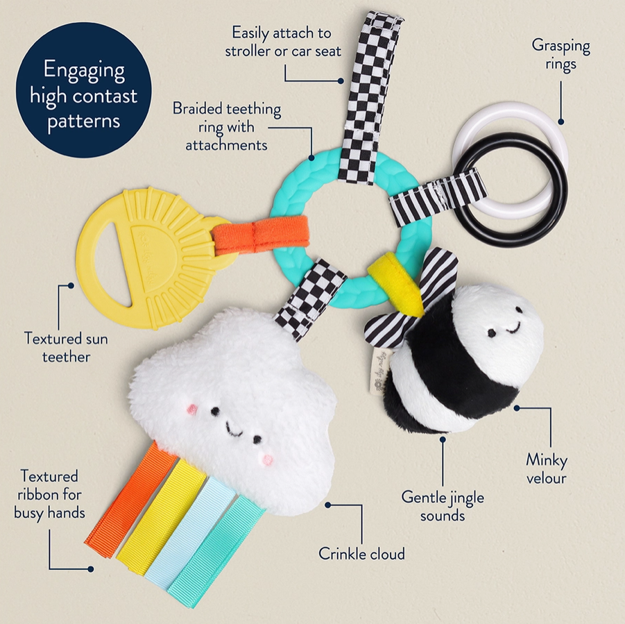 Bitzy Busy Ring™ Teething Activity Toy High Contrast