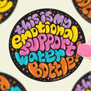 Emotional Support Water Bottle Vinyl Sticker