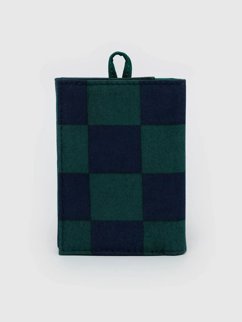 Snap Wallet Navy Green Check