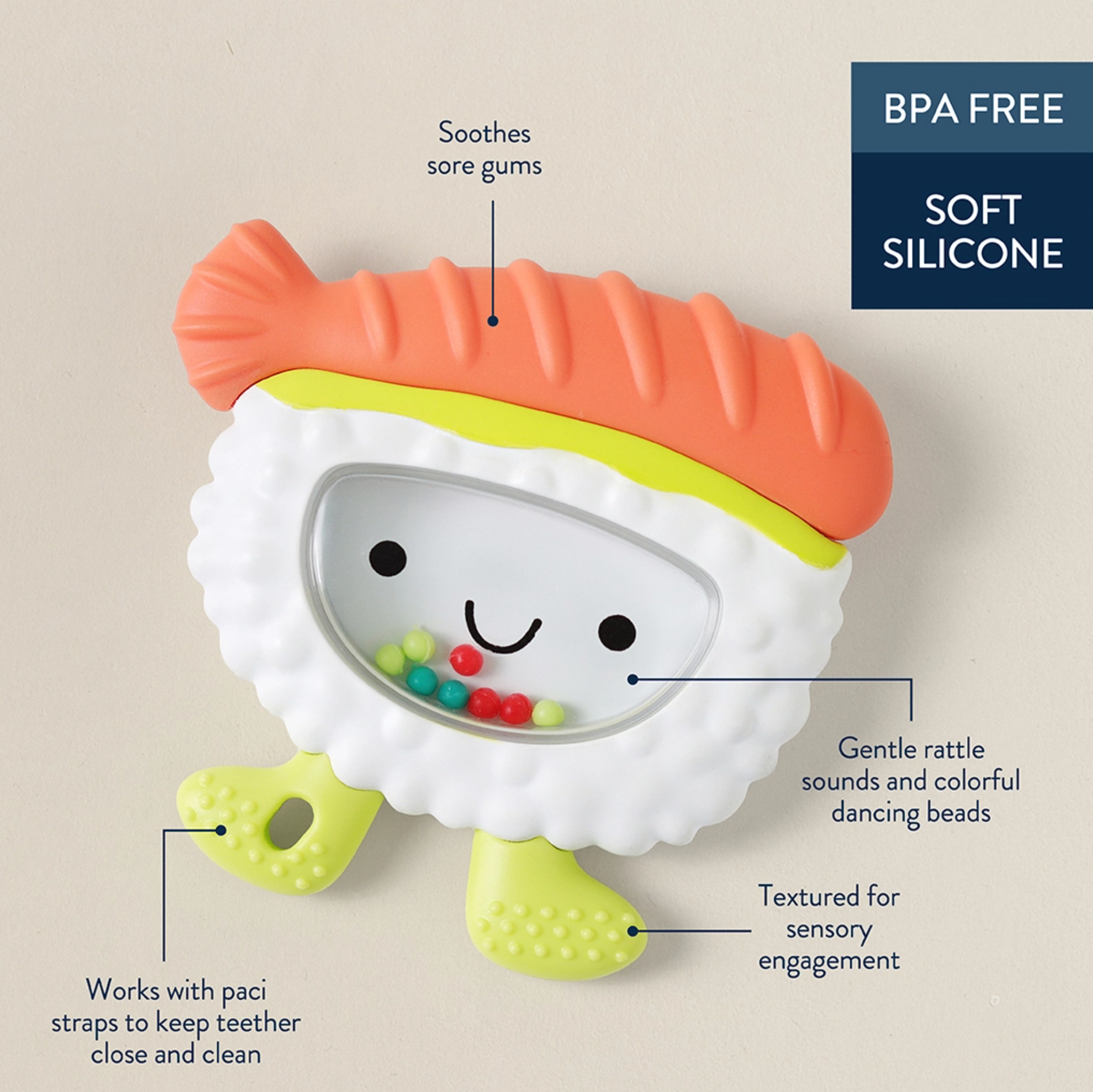 Sweetie Shake Plus™ - Teething + Rattle Toy Sushi