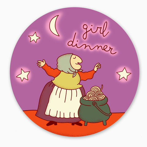 Girl Dinner Grandma Witch Vinyl Sticker