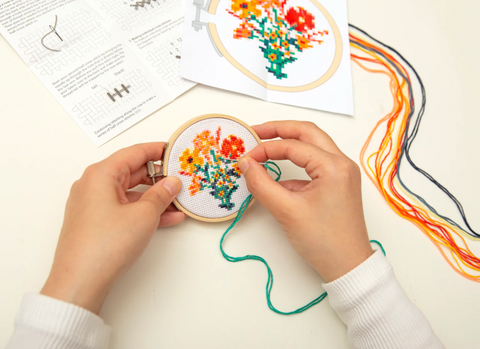Flowers Mini Cross Stitch Embroidery Kit