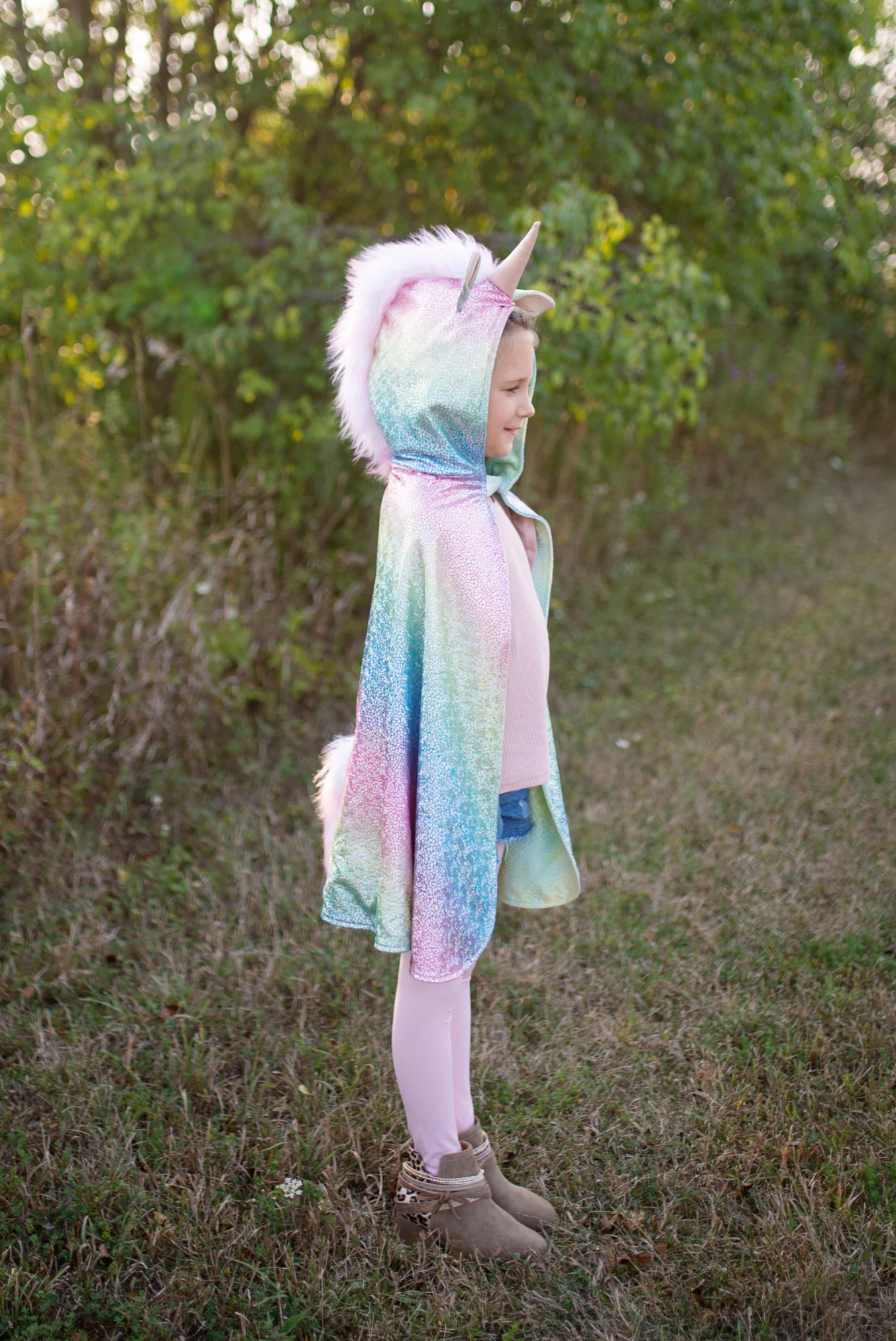Rainbow Reversible Unicorn Dragon Cape, Size 3-4