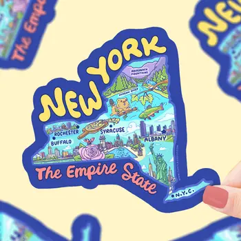 New York Map Art Empire State Sticker