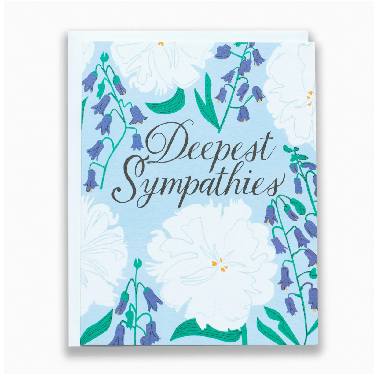 White & Blue Floral Condolence Card