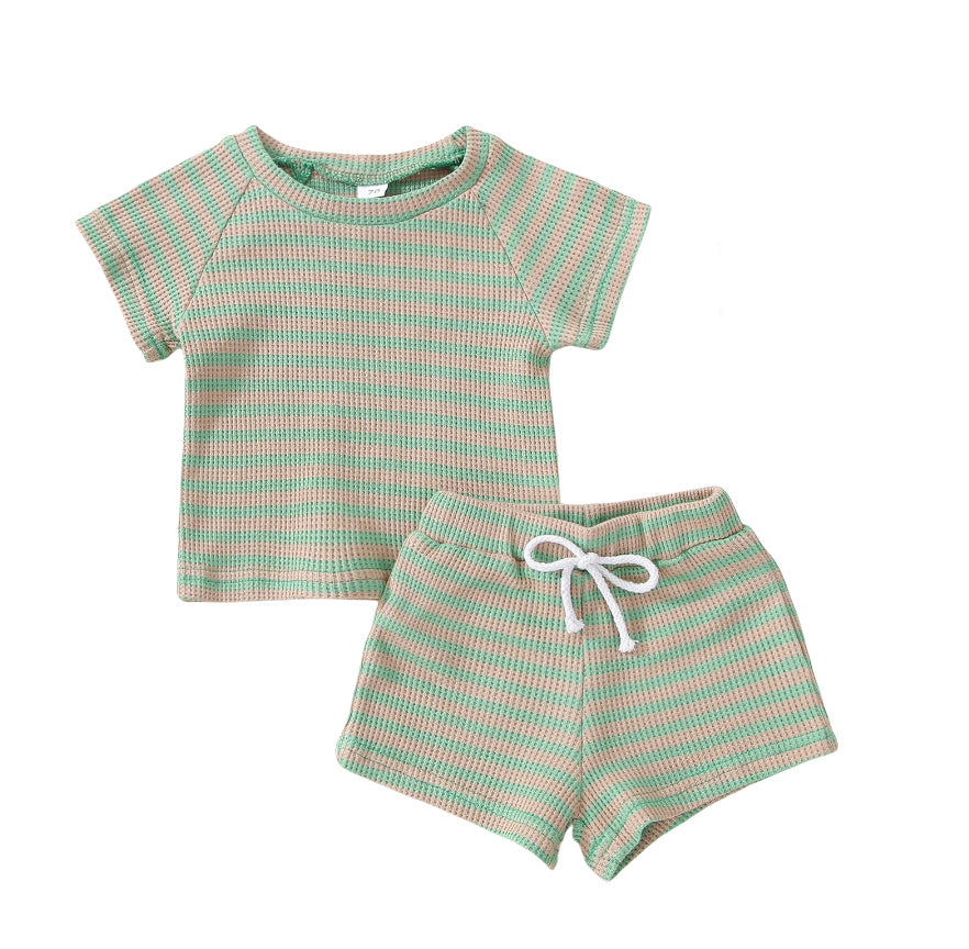 Striped Summer Short Set Green 18M