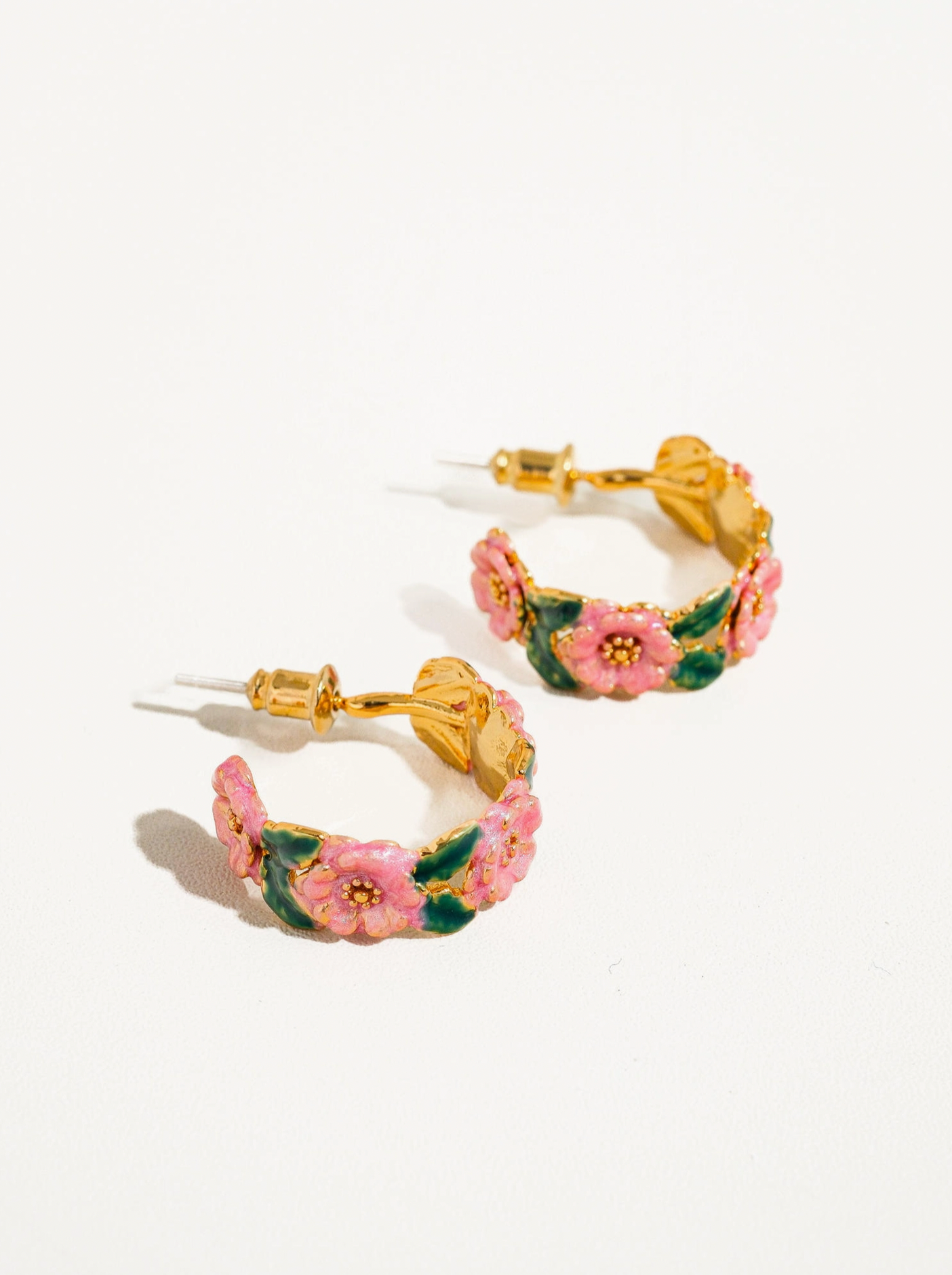 Jocelyn 18K Gold-Plated Floral C-Hoop Earring Multi-Colored