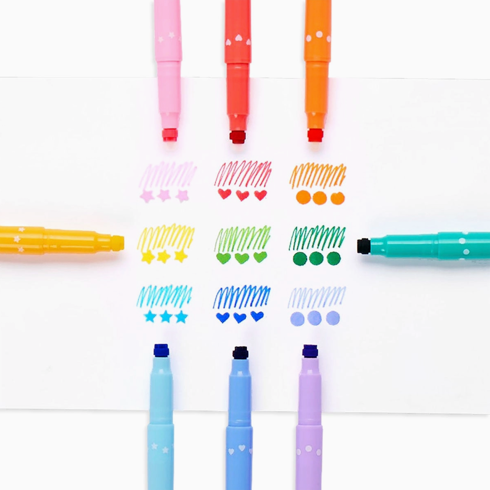Confetti Stamp Double-Ended Markers (Set of 9) - Stay Forever