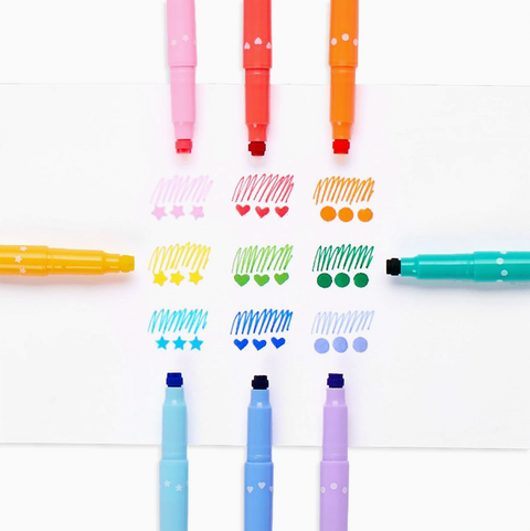 Confetti Stamp Double-Ended Markers (Set of 9)