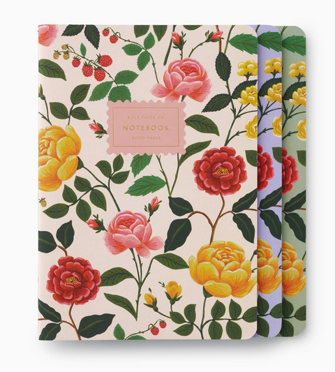 Assorted Set of 3 Roses Notebooks