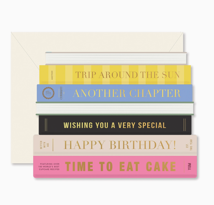 Birthday Books Die-Cut Greeting Card