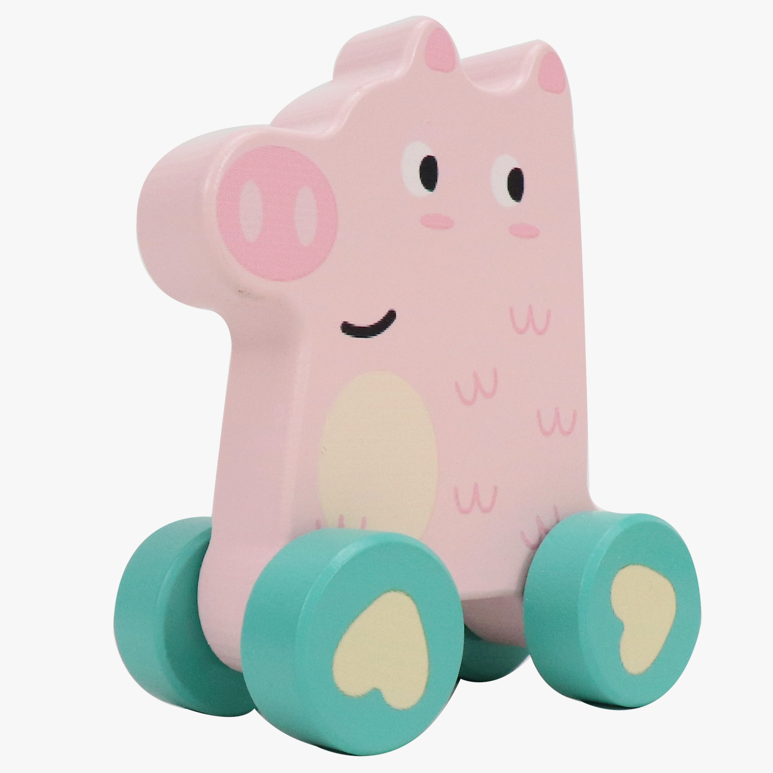 Wooden Little Pig Vehicle Toy