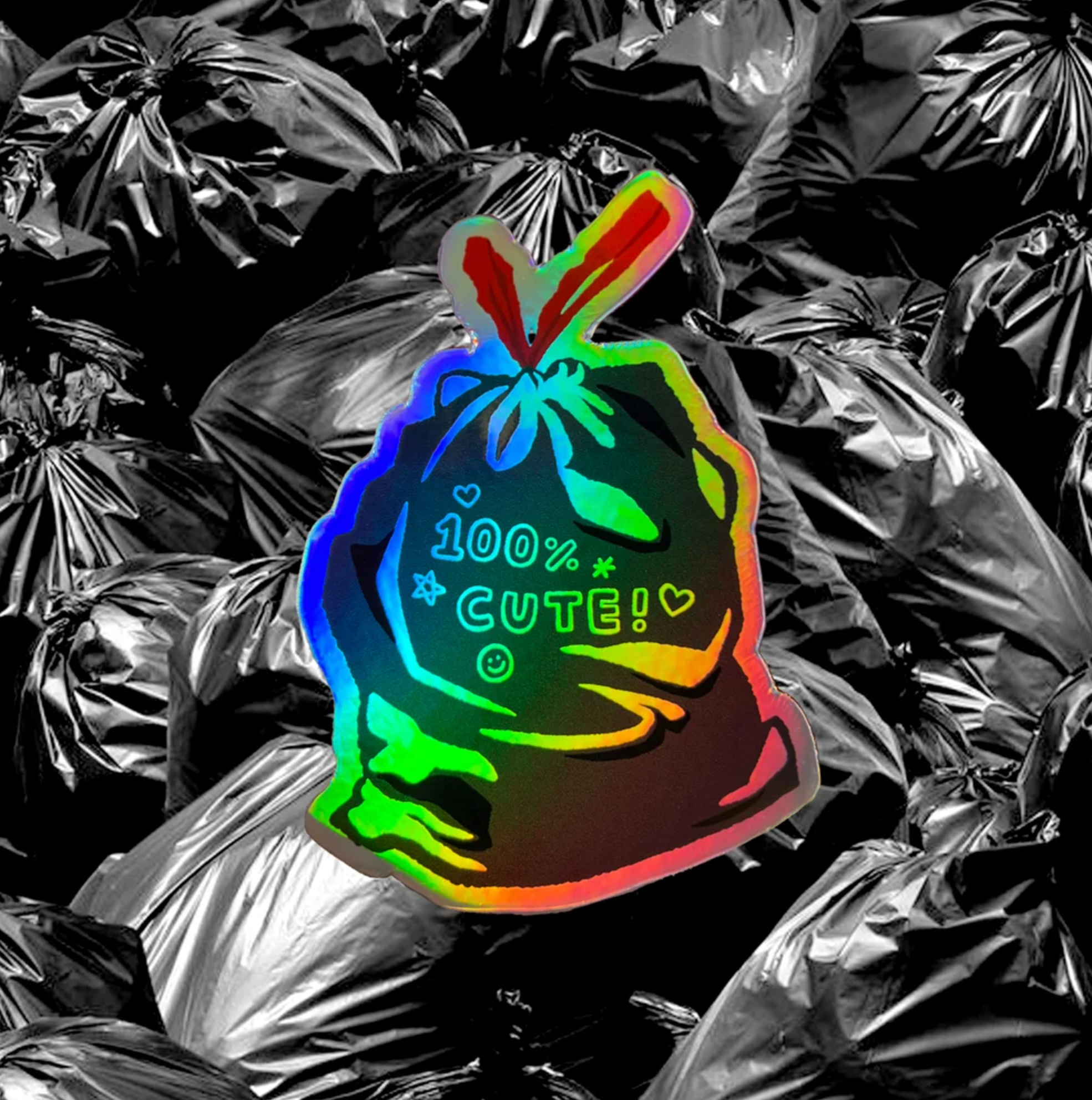 Cute Trash Holographic Sticker