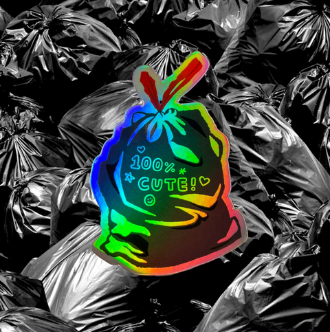 Cute Trash Holographic Sticker