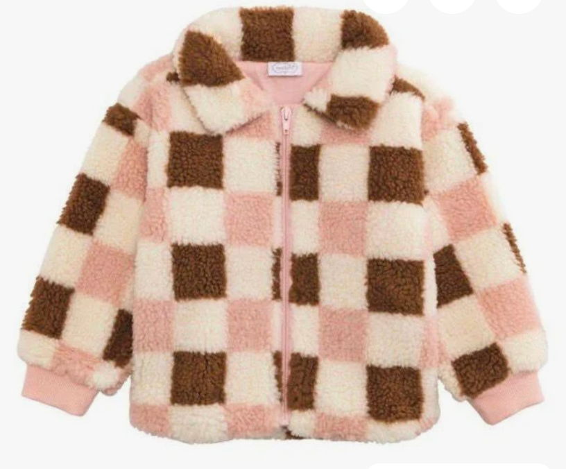 Pink Check Sherpa Toddler Jacket
