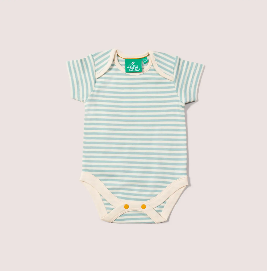 Sky Blue Striped Organic Baby Bodysuit